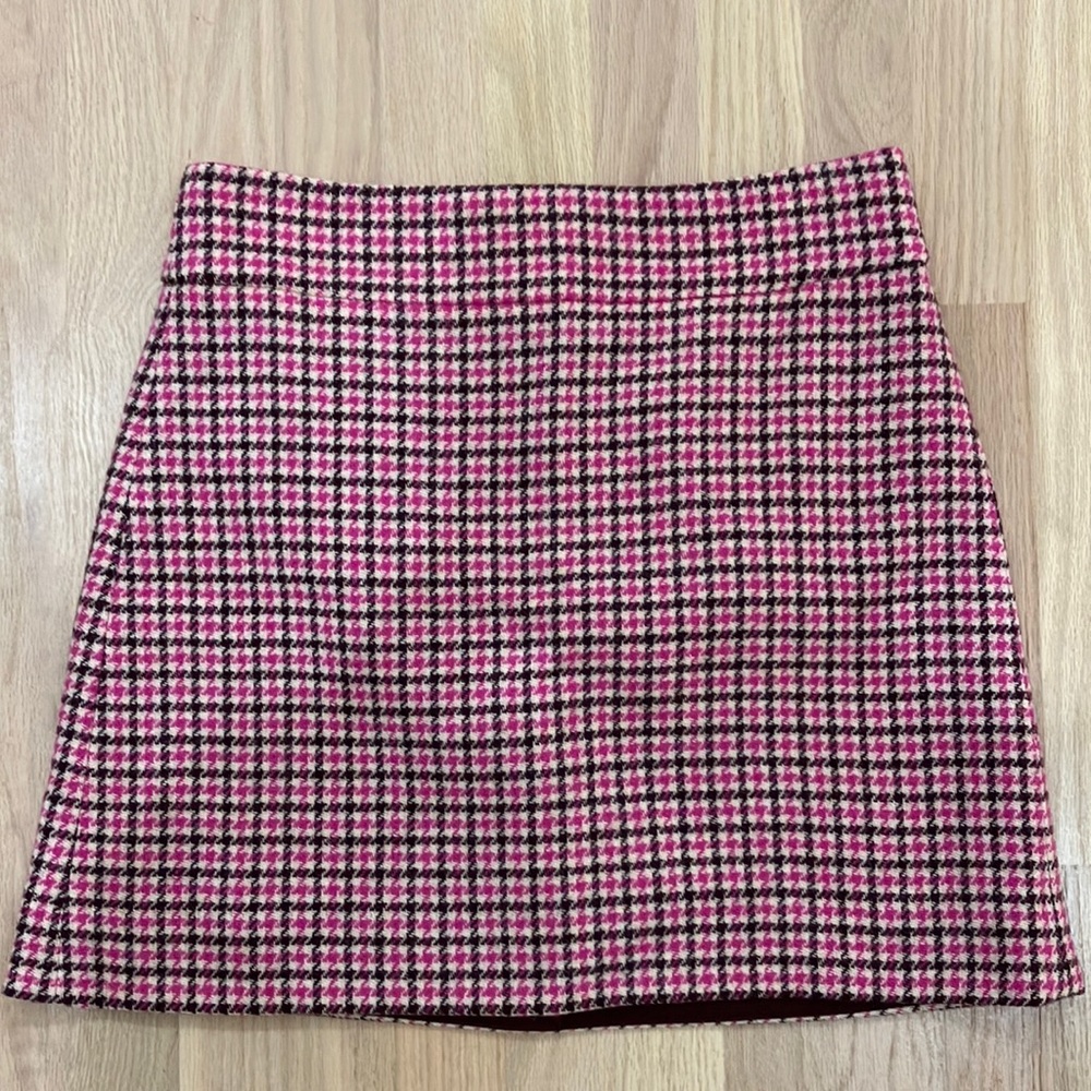 J.Crew pink houndstooth mini skirt 4